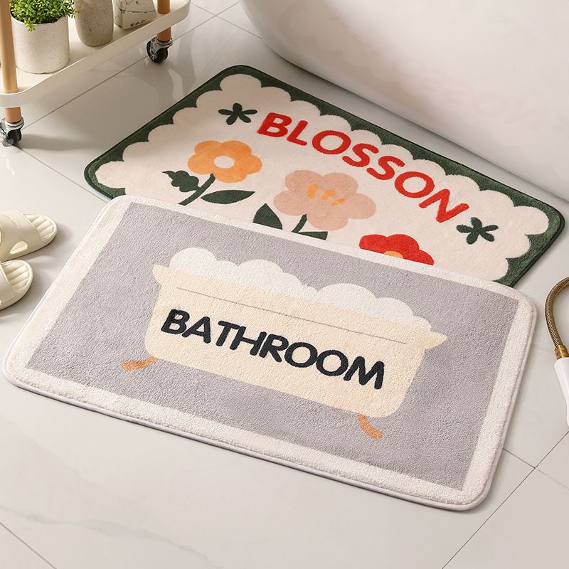 卡通方形仿羊绒地垫卫生间垫浴室门门口进门耐磨速地干吸水垫家用