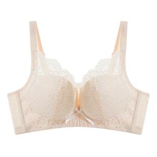 小胸聚拢显大内衣女无钢圈性感蕾丝侧收副乳圆润调整型厚款文胸罩