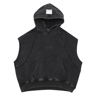 男童卫衣秋季无袖上衣连帽套头衫