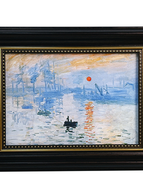 莫奈复古油画装饰画桌面摆件挂画