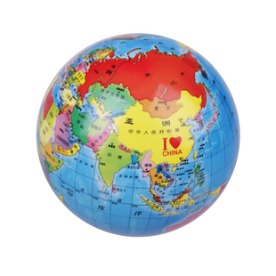伊诺特8.5寸彩印世界地图球 宝宝认知球地球仪玩具充气弹力小皮球