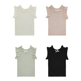 幼悠女童荷叶花边纯色毛衣背心修身款夏季灵动活泼小蝴蝶无袖上衣