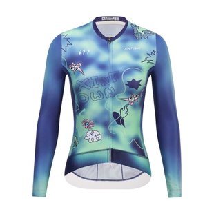 XINTOWN新款女藻绿长上衣骑行服女款长袖骑行服高弹速干透气