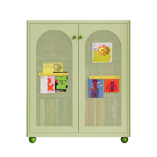 钢制儿童小矮柜书柜带门储物柜防尘落地靠墙安全稳固防锈铁艺书架