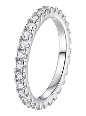 S925纯银莫桑钻2MM单圈戒指