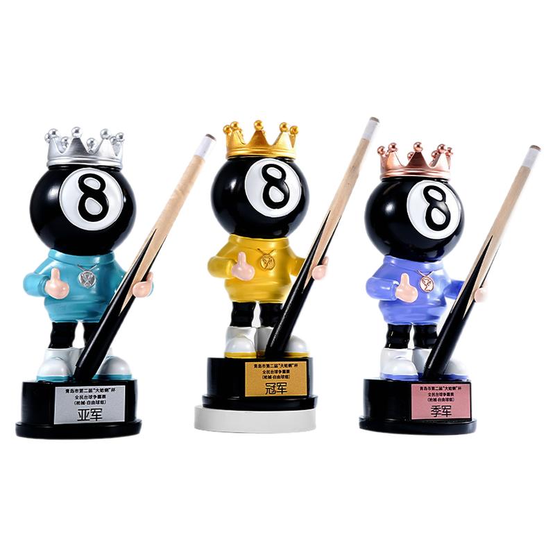 台球奖杯定制金属水晶刻字奖牌