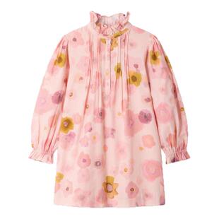 【新品】Bonpoint2026秋冬女大童印花长袖连身裙小樱桃童装