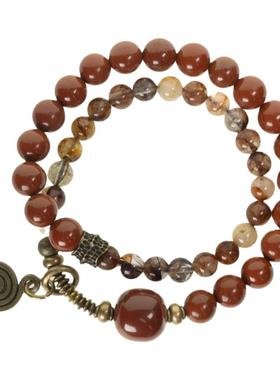 曲尾花原创民族风红石水晶手链