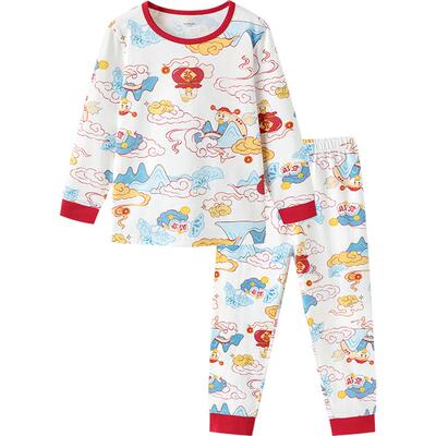 巴拉巴拉儿童内衣套装男童女童红色本命年睡衣春秋款宝宝秋衣秋裤