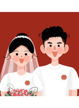 丙烯新中式卡通结婚装饰数字油画