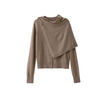 POPCHRIO设计感披肩羊毛针织开衫