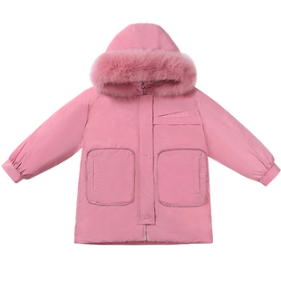 断码特价雅鹿女童羽绒服儿童中长款女孩子女宝宝洋气冬季加厚外套