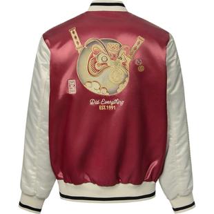 EVISU 福神新年男士达摩刺绣棒球服加厚飞行员休闲夹克外套