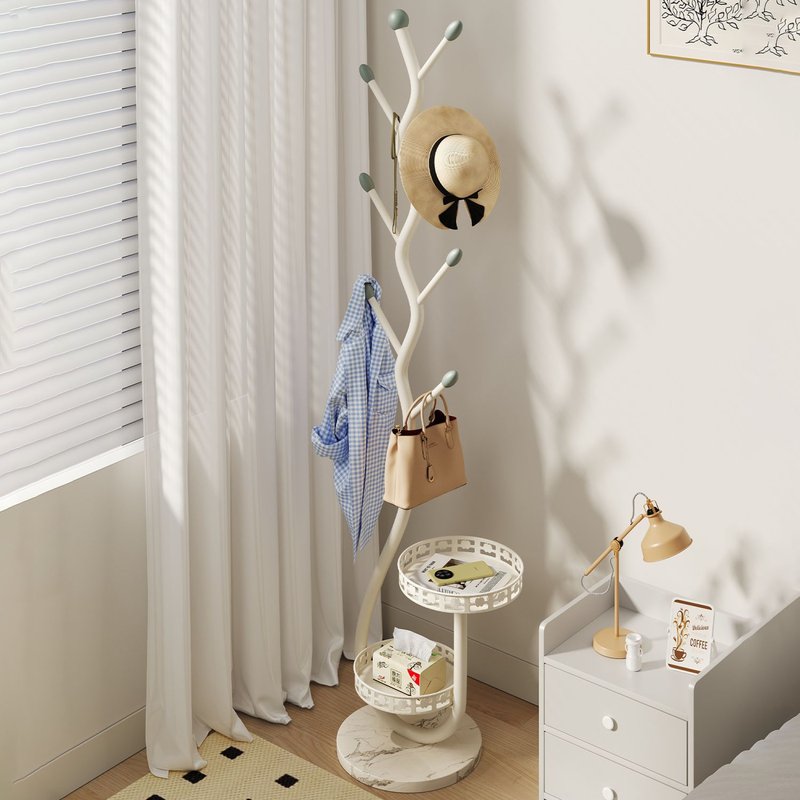 树杈挂衣架落地立式置物衣帽架铁艺放衣服置物架三强立体衣架落地