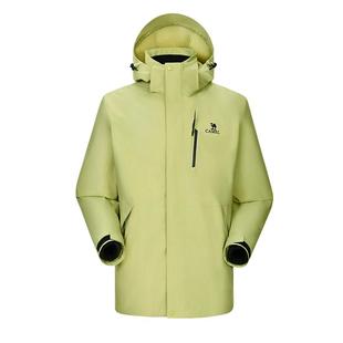 骆驼户外月影黄色冲锋衣女款三合一欧若风外套男徒步旅游登山服装