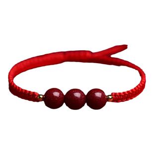 朱砂手串本命年男女马年手工编织红手绳转运珠好运红绳手链护身符