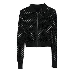 YOUWEI有尾2024秋季外套雪尼尔波点垫肩短款开衫Y2424301