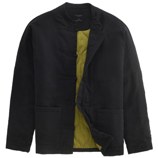 汉絮新中式天丝麻棉服外套男款秋冬季复古国风松弛感加厚保暖棉衣