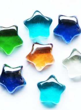 七色星星造型节日花瓶装扮玻璃珠