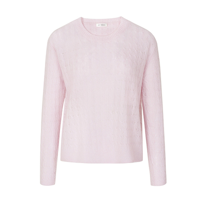 羊绒桑蚕丝麻花针织圆领家居服