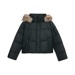 pusumede千禧温度 可拆毛领连帽羽绒服女慵懒宽松90白鸭绒短外套