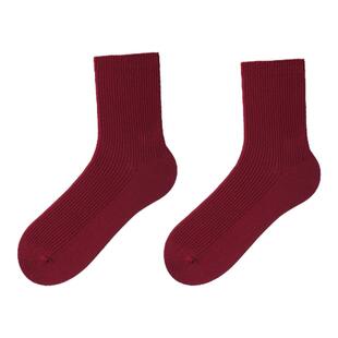 ubras红系列-罗纹高弹莱卡中筒袜情侣红色男女款本命年袜子2双装