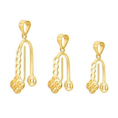 925纯银平安扣专用扣夹扣镀18k金翡翠玉佩扣头diy配件吊坠扣卡扣