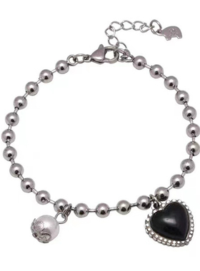 2025新款黑色爱心珍珠ins男手链