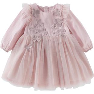 戴维贝拉儿童连衣裙2026春装新款女童公主裙周岁女宝礼服裙子洋气