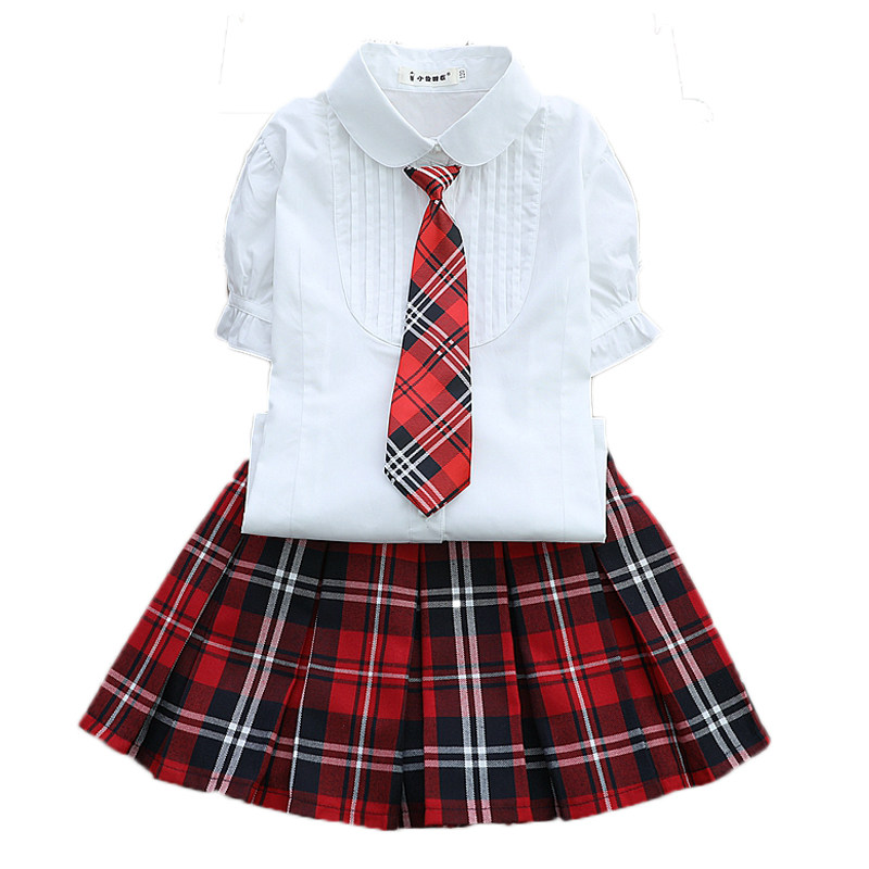 小学生校服全棉学院夏短袖白衬衫