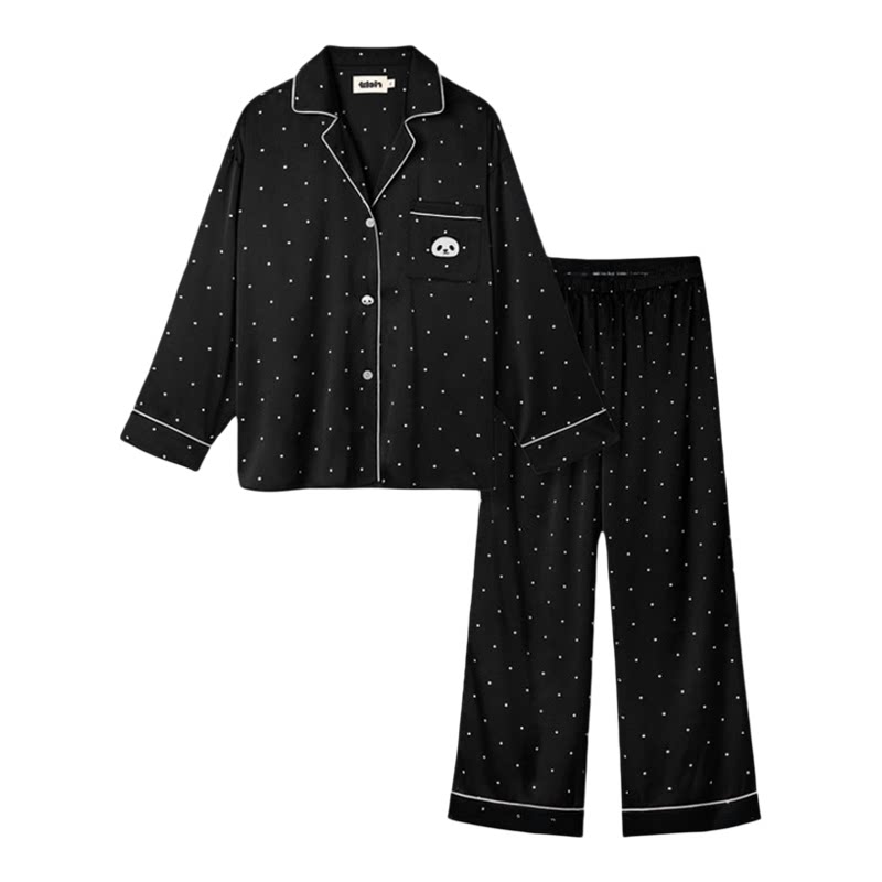 tbh野兽派家居熊猫噗噗星光缎家居服套装四季可外穿情侣睡衣女