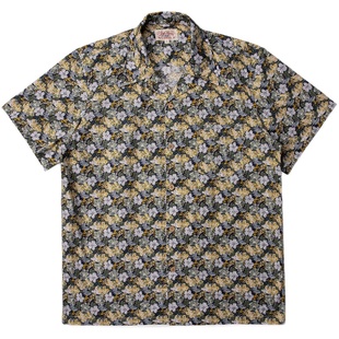 红风 美式复古夏威夷短袖古巴领衬衫男Aloha海岛度假新疆棉花衬衣