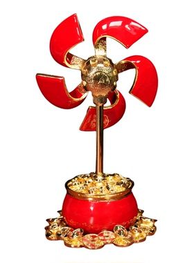 中式风水车轮旋转乾坤客厅摆件