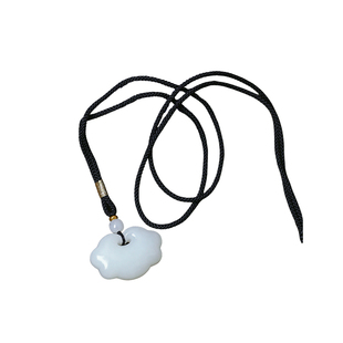 天然和田玉俄料羊脂白玉雕刻如意锁吊坠 女款玉石锁骨链挂坠饰品