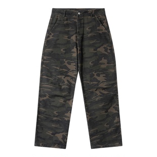 SANBAI 叁佰【转折迷彩】26S美式复古迷彩裤男直筒微弯刀百搭长裤
