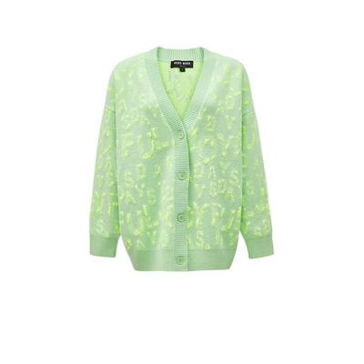 tq区绫致Vero Moda针织衫女25春夏宽松V领纽扣字母提花开衫毛衣