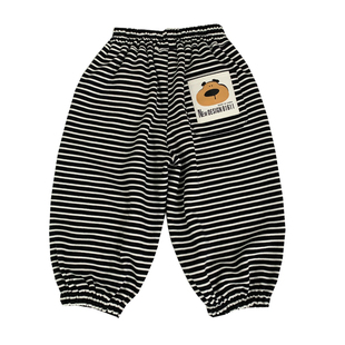 男童条纹卫裤春秋装束脚裤男孩宽松运动裤小童宝宝柔软休闲裤百搭