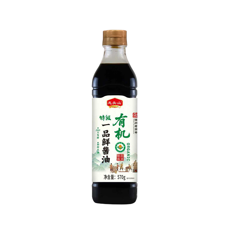 龙头山有机一品鲜酱油570g特级酱油初榨头油手工酿造生抽凉拌炒菜