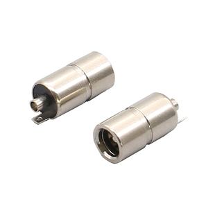 DC-084电源插座 DC-084带地线 5.5X2.1mm 立式 全金属电源插座