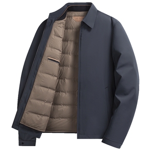【鹅绒】鸭鸭商务羽绒服男冬季可拆内胆中老年爸爸干部装夹克外套