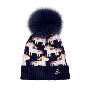 法国M标彩虹马狐狸毛球帽女冬季儿童宝宝加绒保暖针织毛线帽男潮