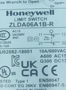 议价美国霍尼韦尔HONEWELL 限位开关 ZLDA06A1B-R