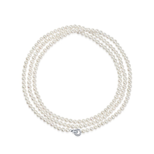 京润妙曼925银淡水珍珠毛衣链5.0-6.0mm圆形长款叠戴秋冬百搭女D