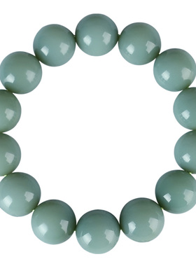 和田玉碧玉圆珠手链男款粉青