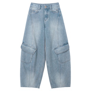 【贺峻霖同款】ALL BEINGS25AW秋冬百搭休闲弯刀工装牛仔阔腿裤