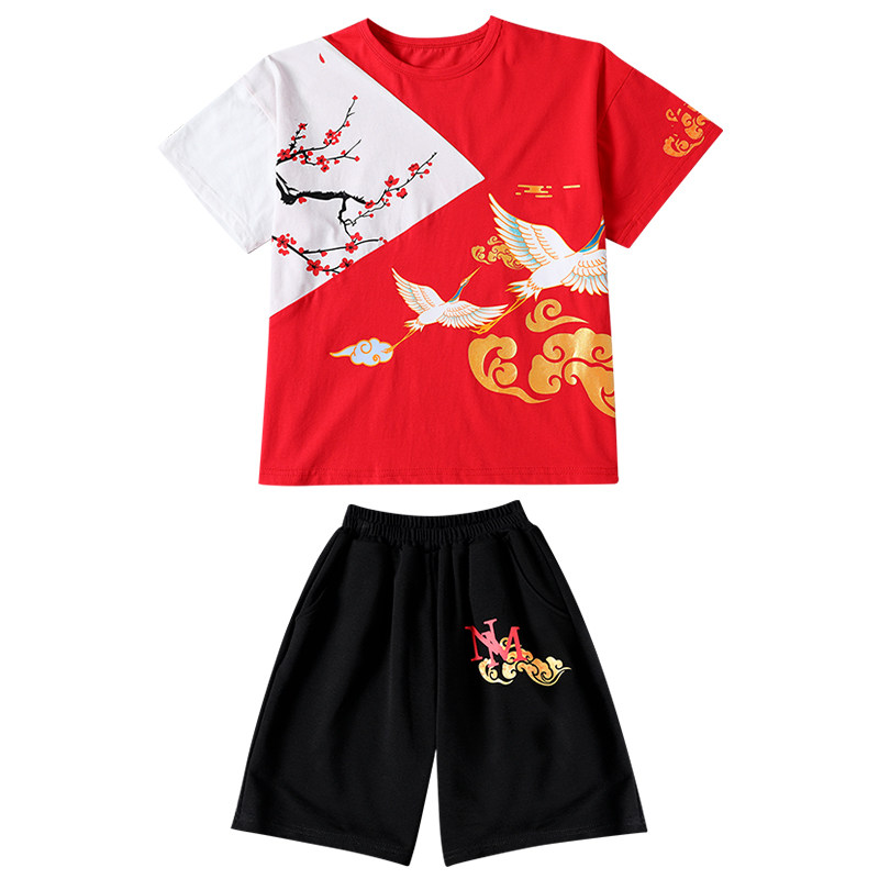中国古风汉服男童夏季短袖套装