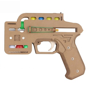 六连发泡泡球枪连续供球弹连发皮筋弹手工瓦楞纸板枪模型材料包