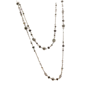 复古辣妹做旧长款双层项链波西米亚风花卉串珠叠戴锁骨链小众颈链