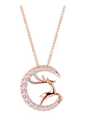 月鹿生福小麋鹿玫瑰金女ins项链