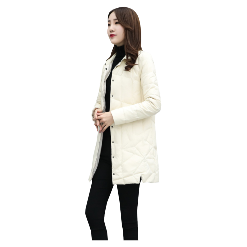 羽绒服女中长款2025年冬季新款立领设计感小众轻薄韩版小个子外套